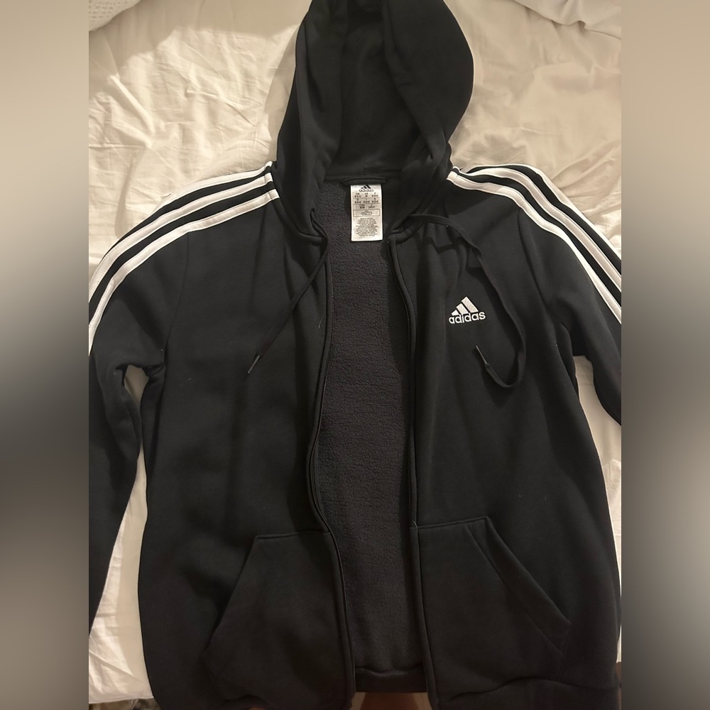 Adidas 3 strip zip up sweater